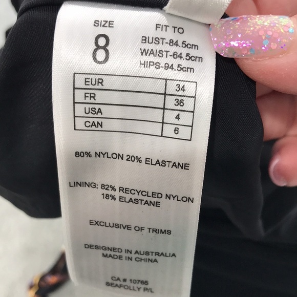 Seafolly Silk Road One Piece Swimsuit in Black Size 4 New - Picture 6 of 7